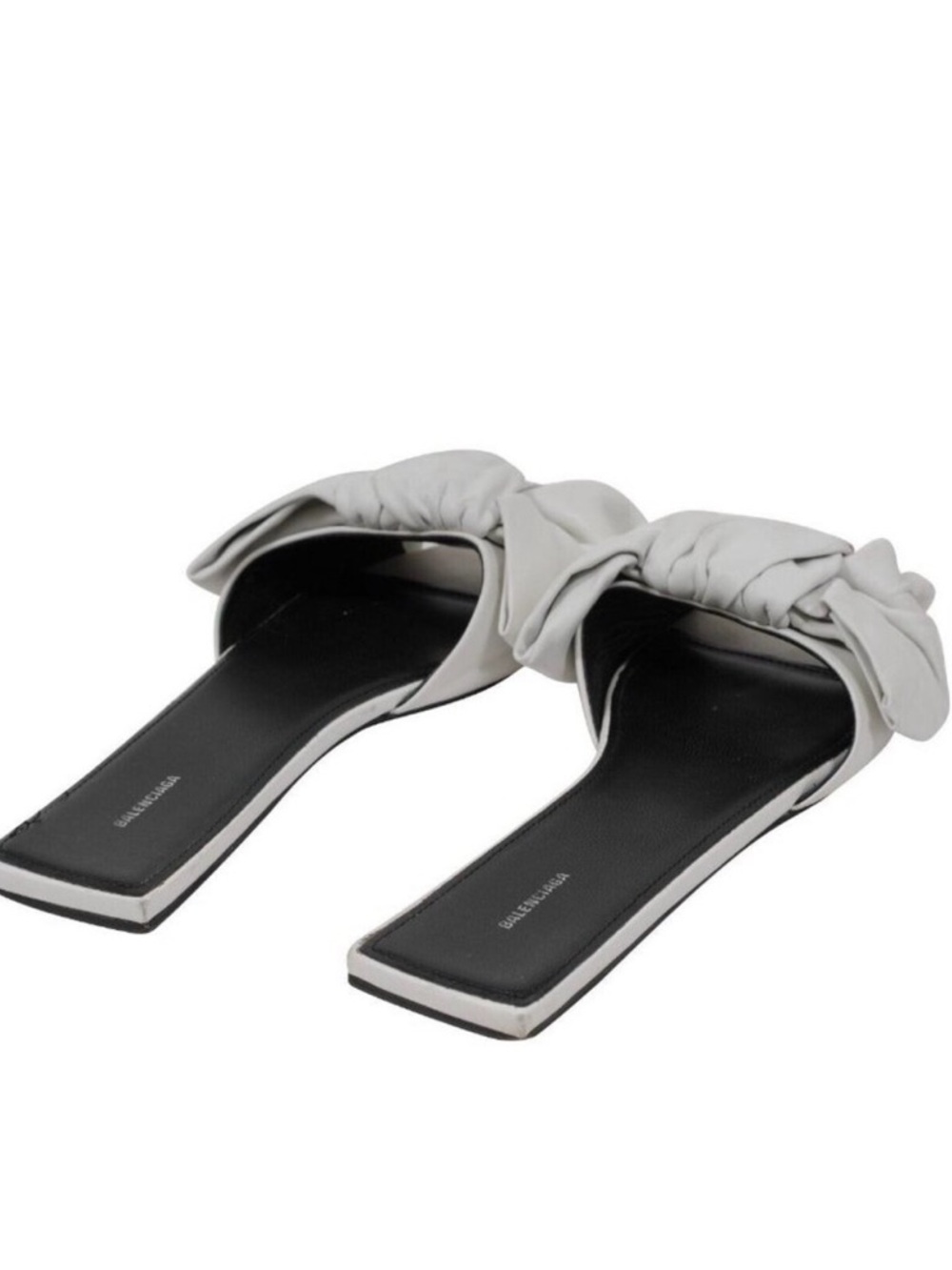 Balenciaga White Bow Nappa Leather Slide Mules 38.5 - Picture 7 of 16